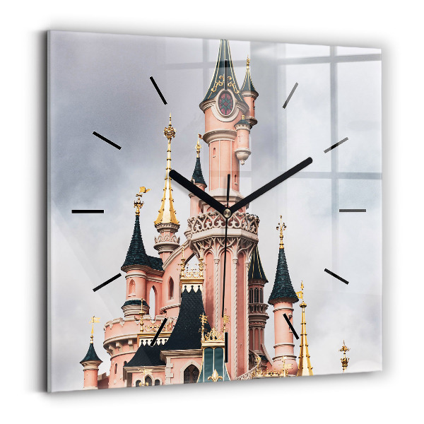 Zegar ścienny kwadratowy Zamek Disneyland w Paryżu