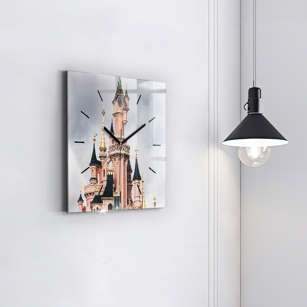 Zegar ścienny kwadratowy Zamek Disneyland w Paryżu