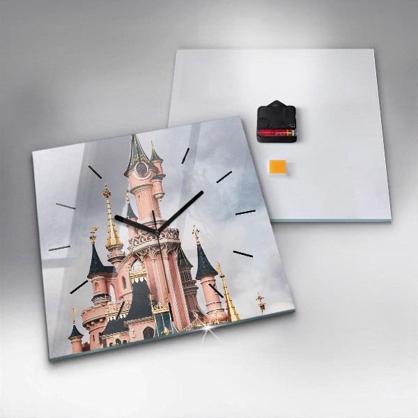 Zegar ścienny kwadratowy Zamek Disneyland w Paryżu