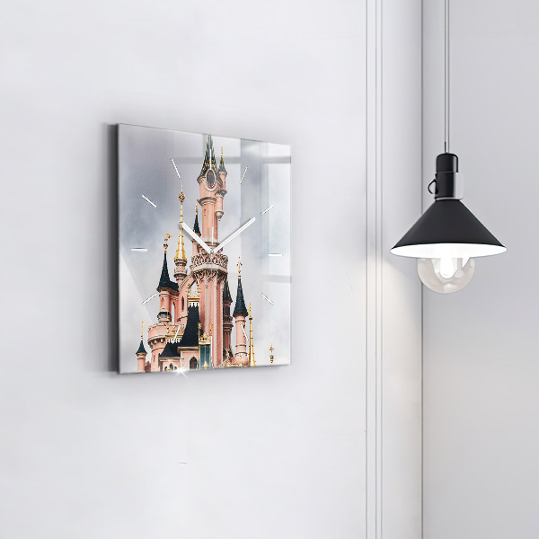 Zegar ścienny kwadratowy Zamek Disneyland w Paryżu