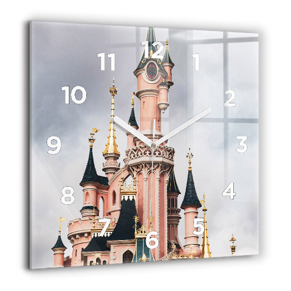 Zegar ścienny kwadratowy Zamek Disneyland w Paryżu