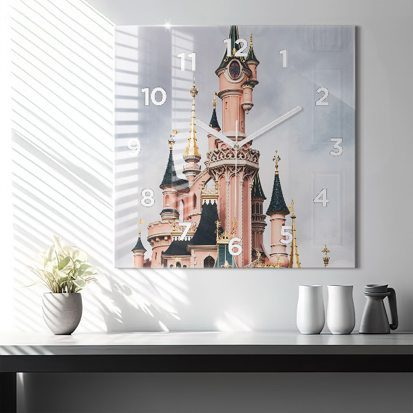 Zegar ścienny kwadratowy Zamek Disneyland w Paryżu