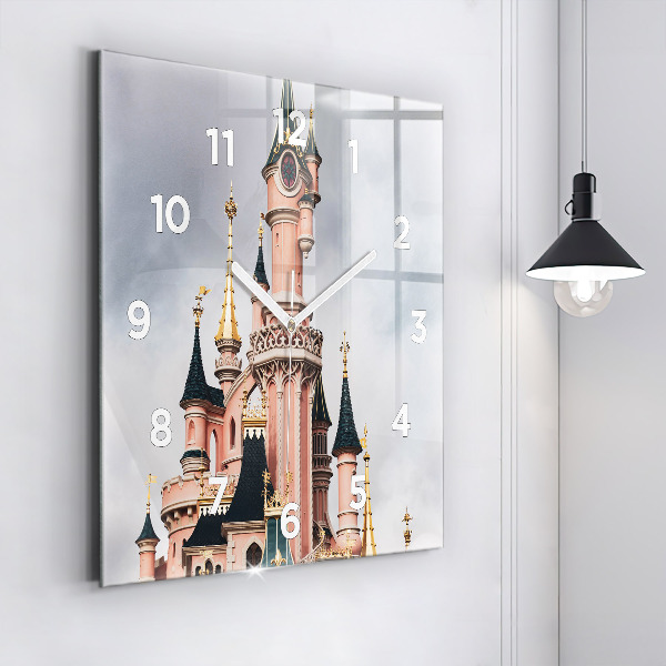 Zegar ścienny kwadratowy Zamek Disneyland w Paryżu