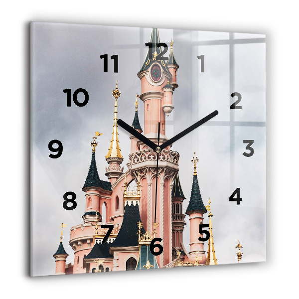 Zegar ścienny kwadratowy Zamek Disneyland w Paryżu