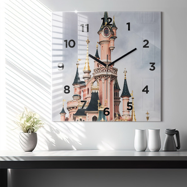 Zegar ścienny kwadratowy Zamek Disneyland w Paryżu
