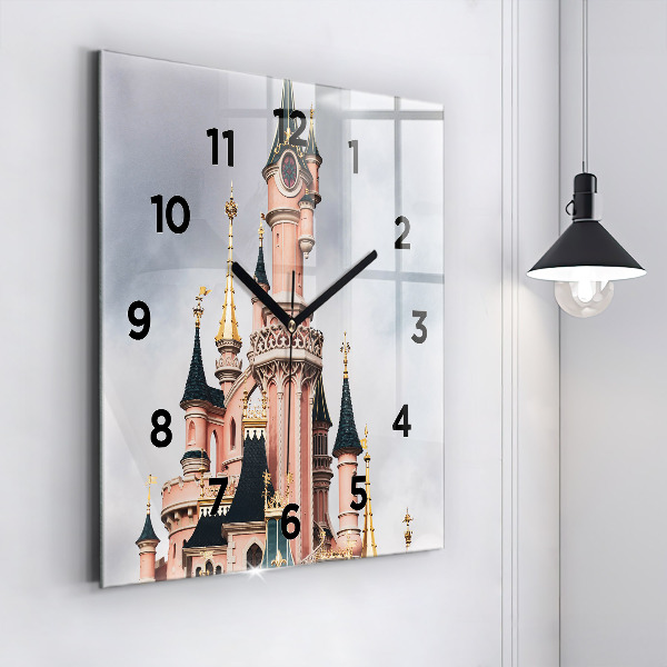 Zegar ścienny kwadratowy Zamek Disneyland w Paryżu