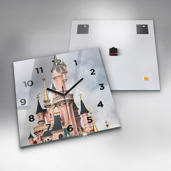 Zegar ścienny kwadratowy Zamek Disneyland w Paryżu