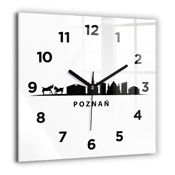 Zegar na ścianę kwadratowy Poznań panorama grafika