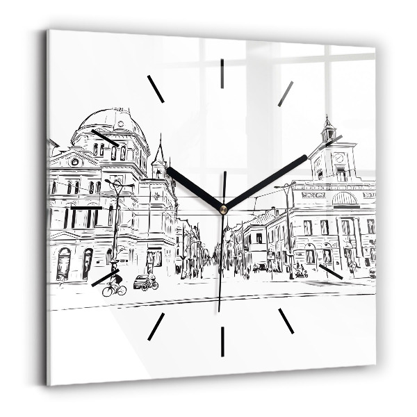 Zegar na ścianę kwadratowy Ilustracja miasta Poznań