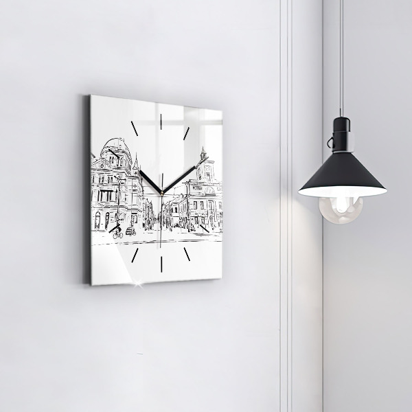 Zegar na ścianę kwadratowy Ilustracja miasta Poznań