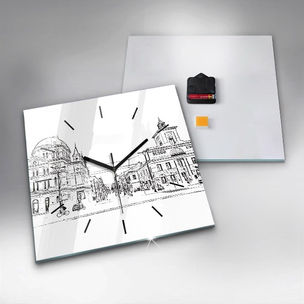 Zegar na ścianę kwadratowy Ilustracja miasta Poznań