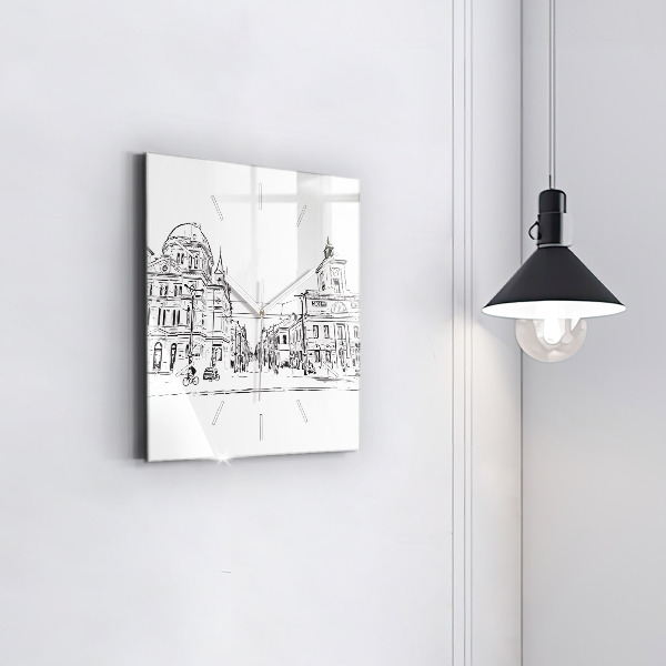 Zegar na ścianę kwadratowy Ilustracja miasta Poznań