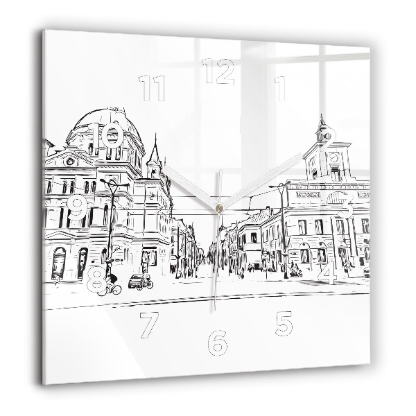 Zegar na ścianę kwadratowy Ilustracja miasta Poznań