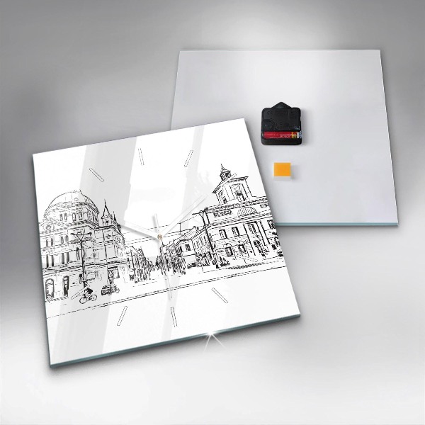 Zegar na ścianę kwadratowy Ilustracja miasta Poznań