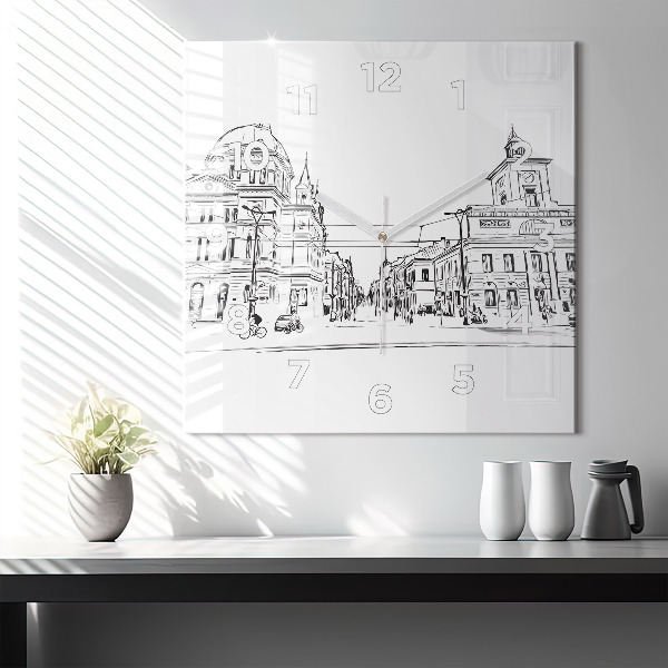 Zegar na ścianę kwadratowy Ilustracja miasta Poznań