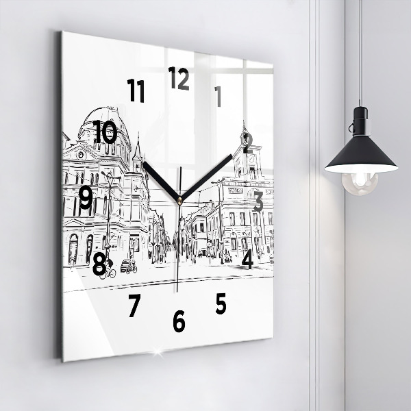 Zegar na ścianę kwadratowy Ilustracja miasta Poznań