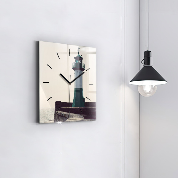 Zegar ścienny kwadratowy Latarnia morska i morze