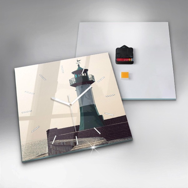 Zegar ścienny kwadratowy Latarnia morska i morze