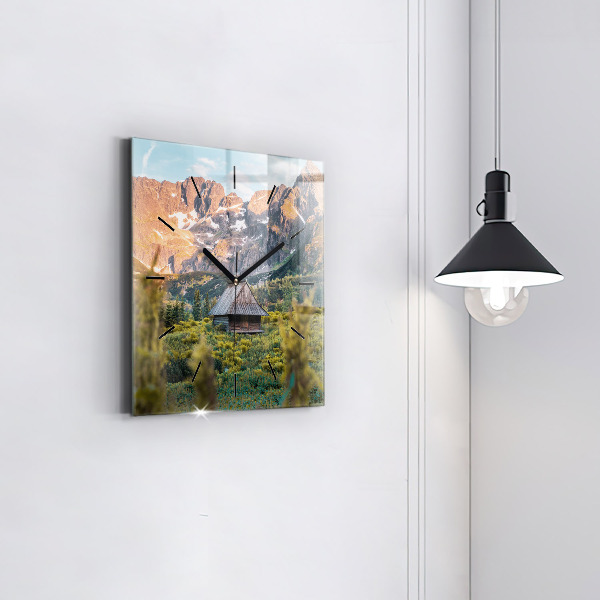 Zegar ścienny kwadratowy Domek w Tatrach