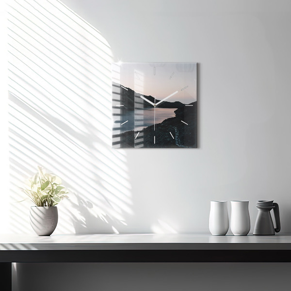 Zegar ścienny kwadratowy Jezioro i góry