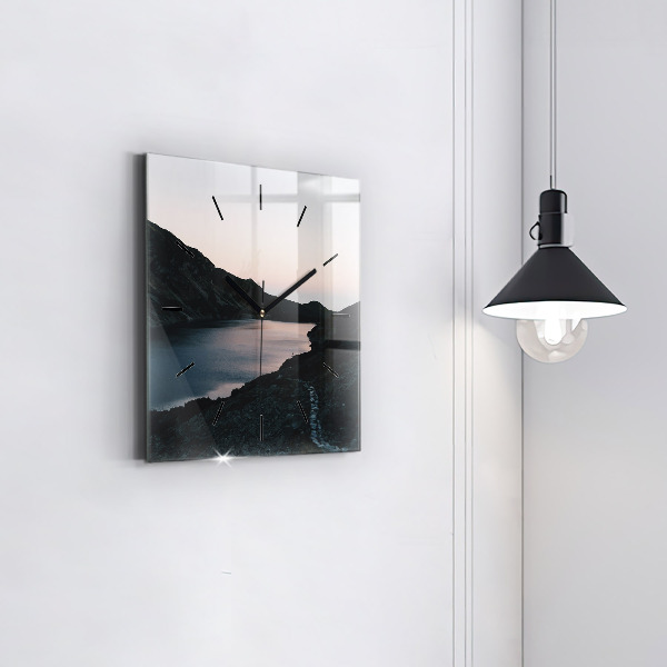 Zegar ścienny kwadratowy Jezioro i góry