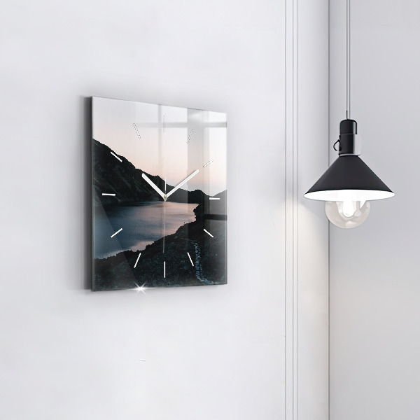 Zegar ścienny kwadratowy Jezioro i góry