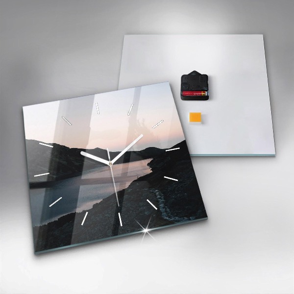 Zegar ścienny kwadratowy Jezioro i góry