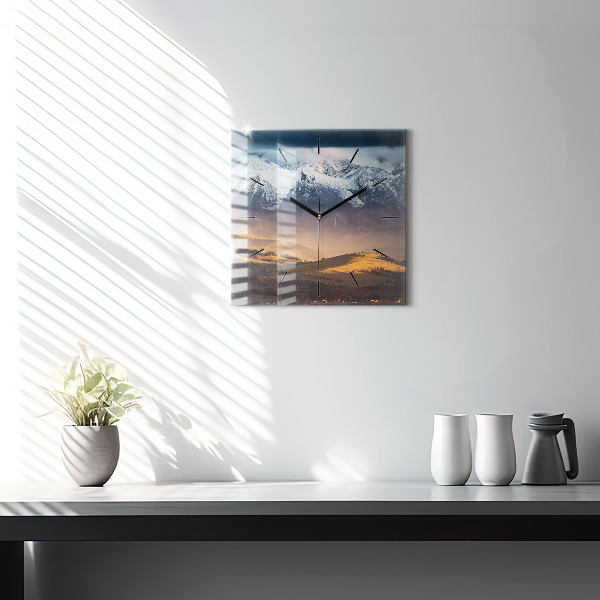 Zegar ścienny kwadratowy Zimowy pejzaż gór Tatr