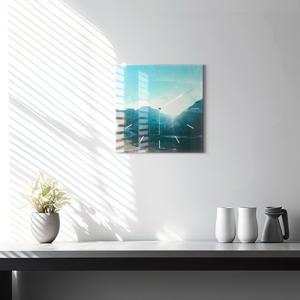 Zegar ścienny kwadratowy Góra i rzeka w Polsce