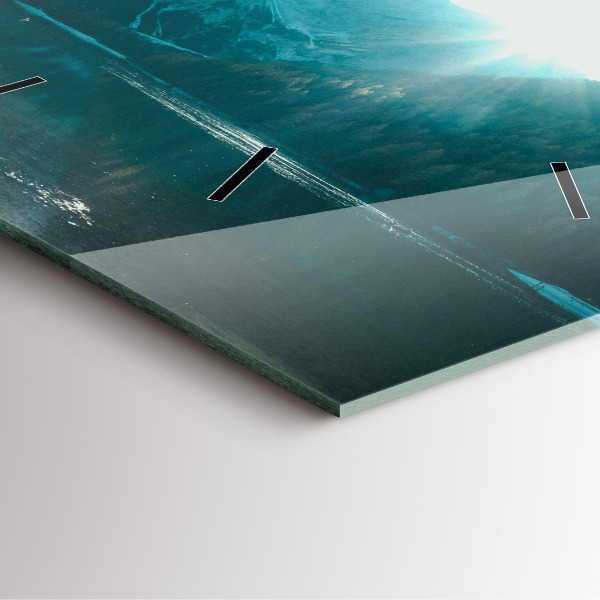 Zegar ścienny kwadratowy Góra i rzeka w Polsce