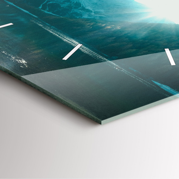 Zegar ścienny kwadratowy Góra i rzeka w Polsce