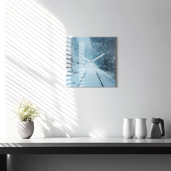 Zegar ścienny kwadratowy Sarny na torach