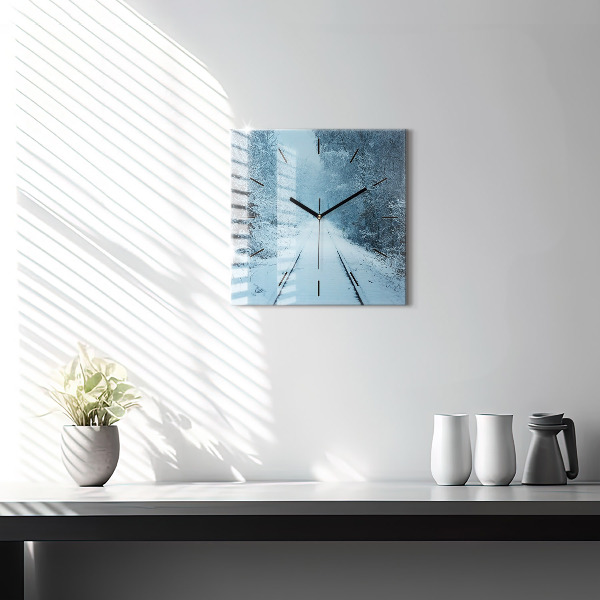 Zegar ścienny kwadratowy Sarny na torach