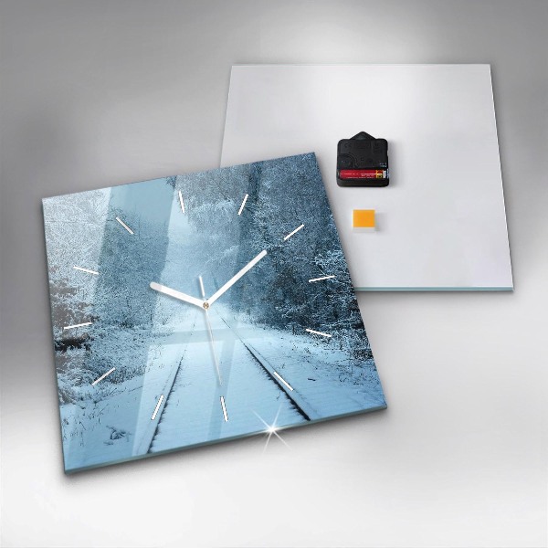 Zegar ścienny kwadratowy Sarny na torach