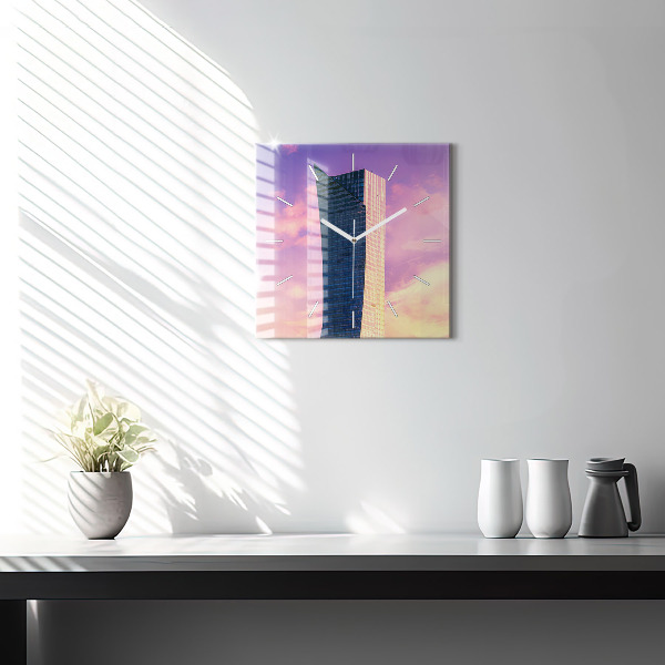 Zegar ścienny kwadratowy Drapacz chmur w Warszawie