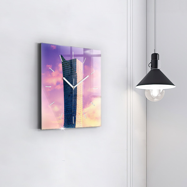 Zegar ścienny kwadratowy Drapacz chmur w Warszawie