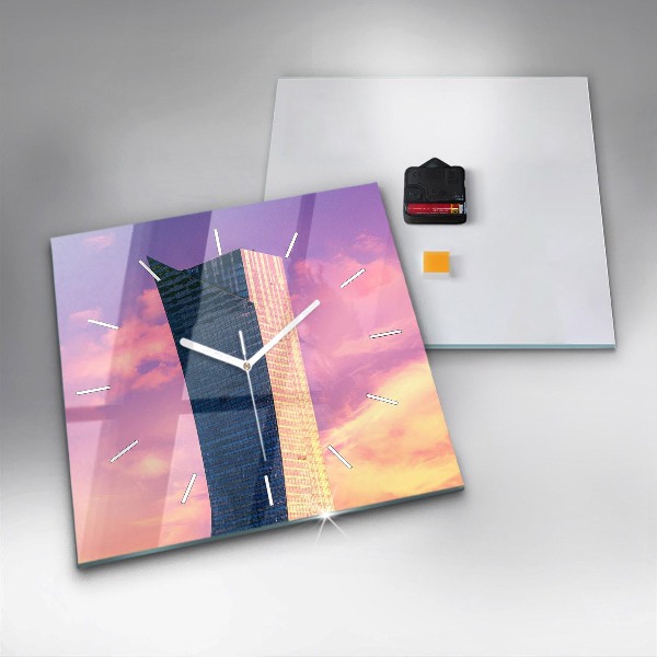 Zegar ścienny kwadratowy Drapacz chmur w Warszawie