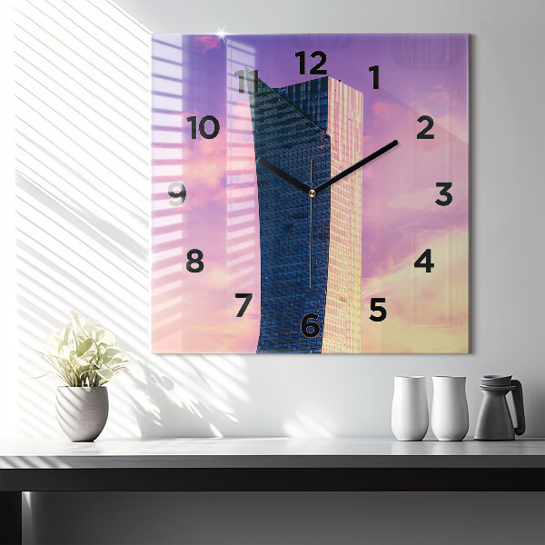 Zegar ścienny kwadratowy Drapacz chmur w Warszawie