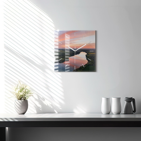 Zegar ścienny kwadratowy Widok na jezioro