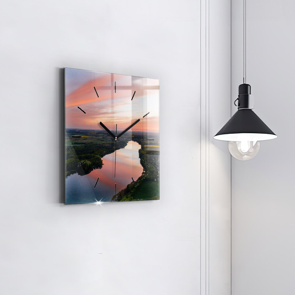 Zegar ścienny kwadratowy Widok na jezioro
