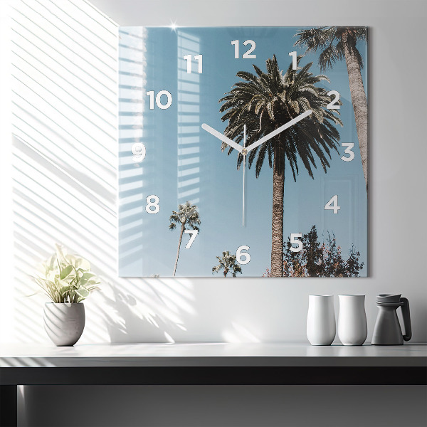 Zegar ścienny kwadratowy Palmy w Los Angeles