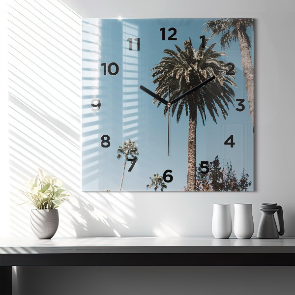 Zegar ścienny kwadratowy Palmy w Los Angeles