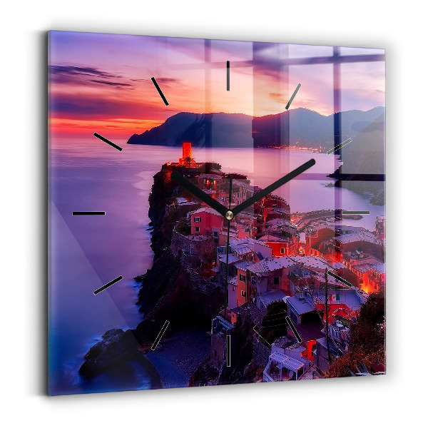 Zegar ścienny kwadratowy Domy w pobliżu Jeziora