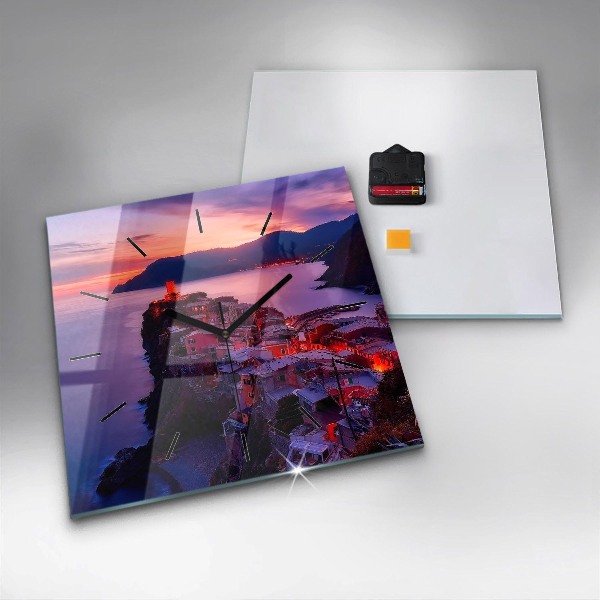 Zegar ścienny kwadratowy Domy w pobliżu Jeziora