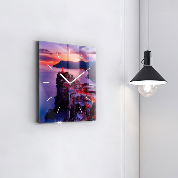 Zegar ścienny kwadratowy Domy w pobliżu Jeziora