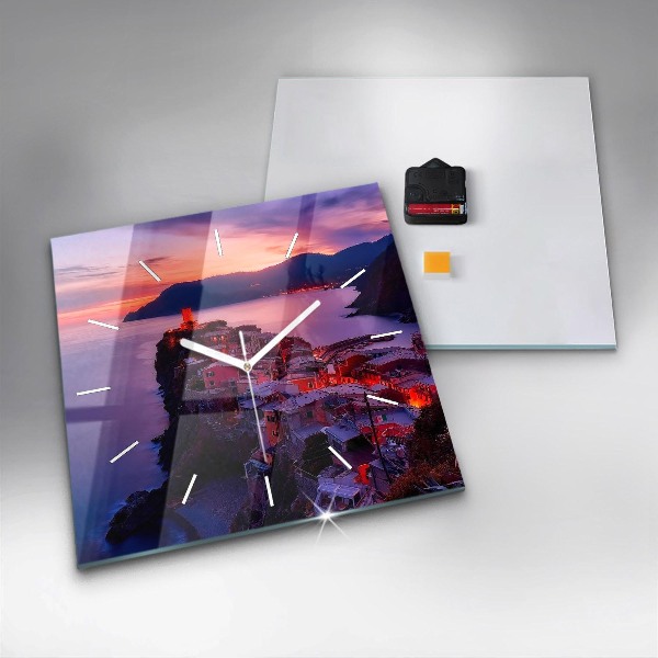 Zegar ścienny kwadratowy Domy w pobliżu Jeziora