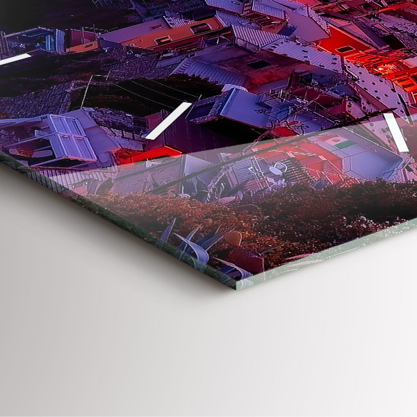 Zegar ścienny kwadratowy Domy w pobliżu Jeziora