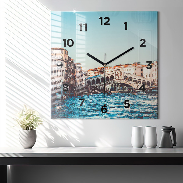 Zegar ścienny kwadratowy Most Rialto w Wenecji