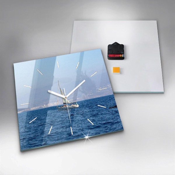 Zegar ścienny kwadratowy Jacht na Teneryfie