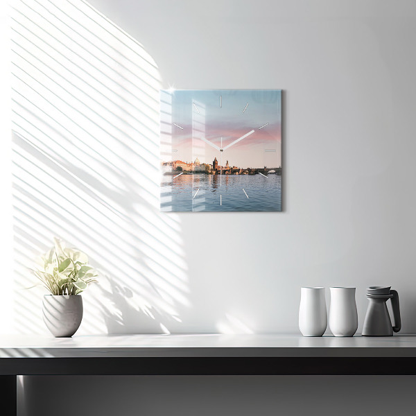 Zegar ścienny kwadratowy Most Karola w Pradze
